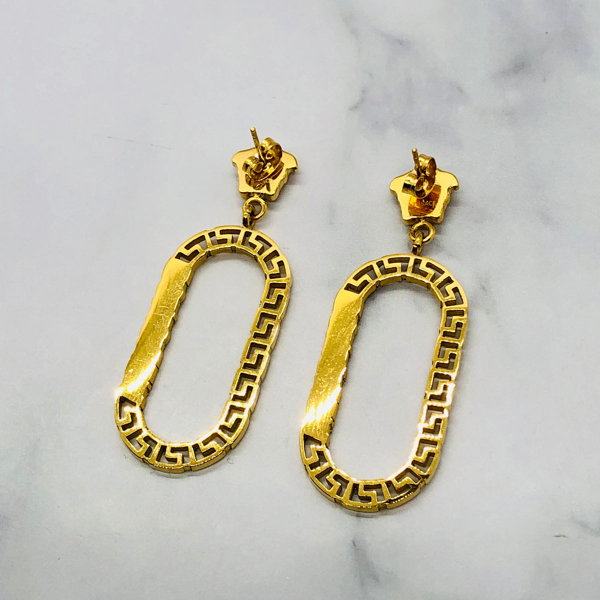 VERSACE Gold Tone Hoop Medusa Earrings - Pre owned