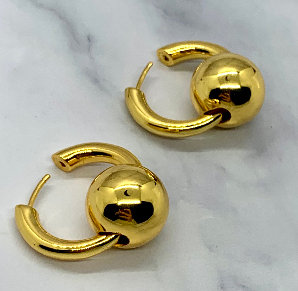 BALENCIAGA Gold Tone Bar bell Earrings - Pre owned