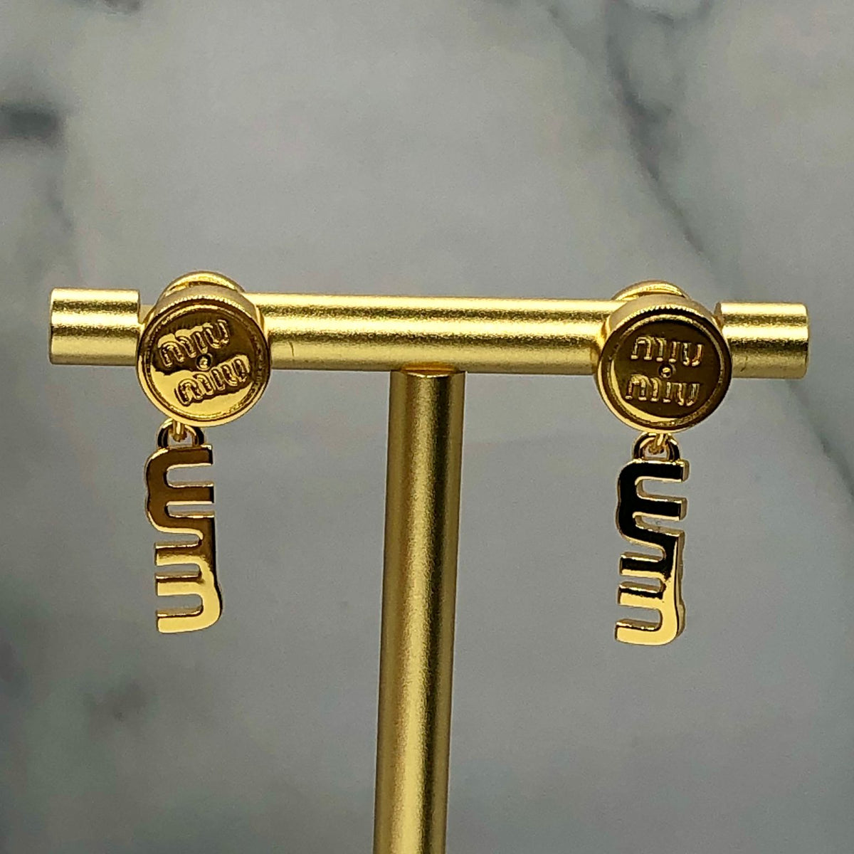 MIU MIU Gold Tone Pendant Earrings - Pre owned