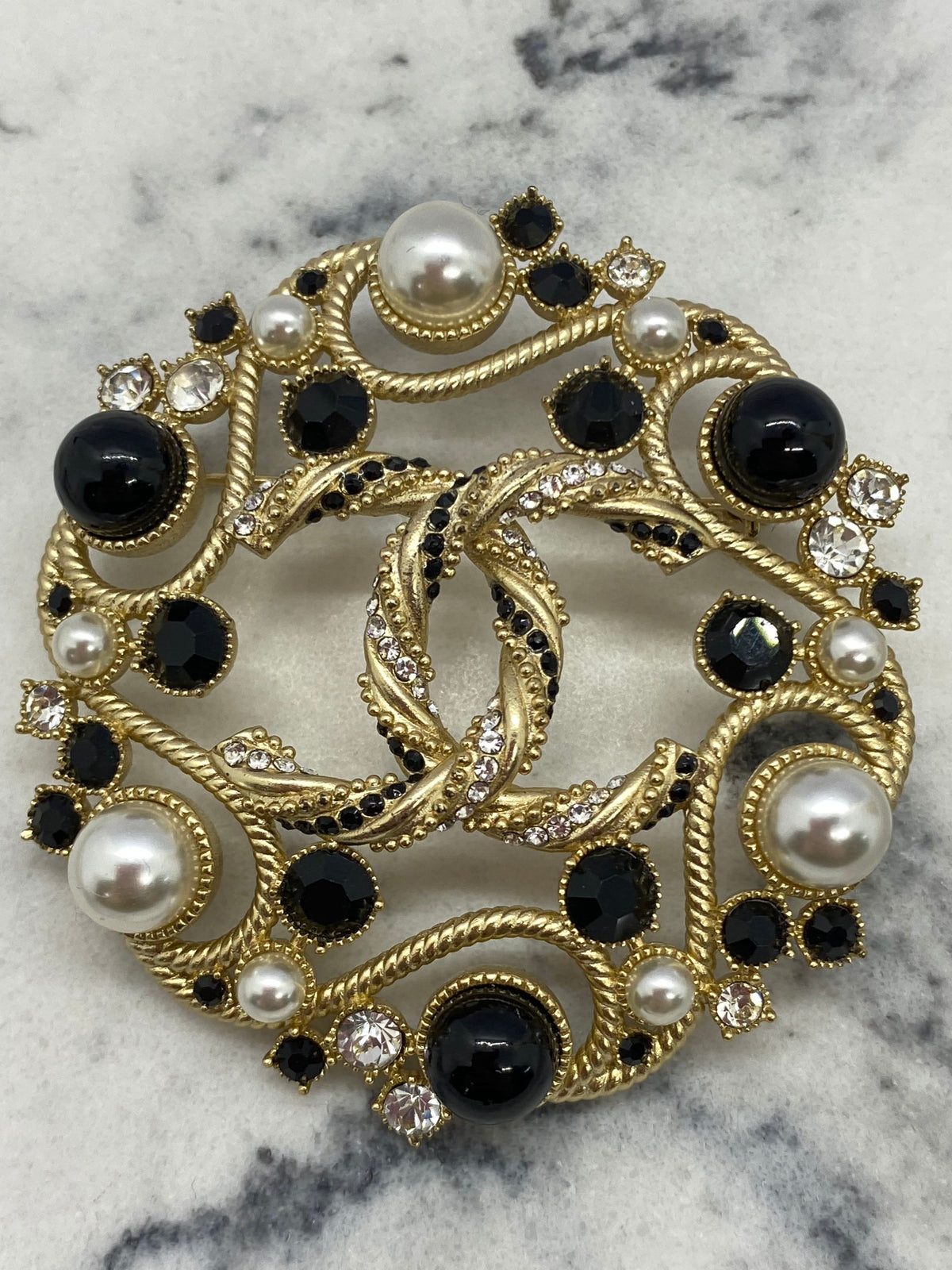 CHANEL CC Elaborate Brooch Pin - USED