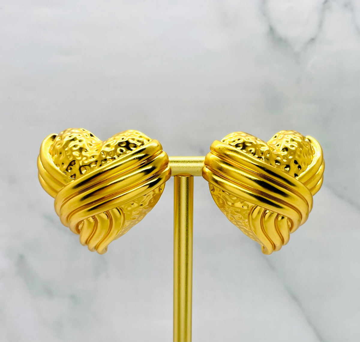 YSL YVES SAINT LAURENT Brass Clip On Heart Earrings - Pre owned
