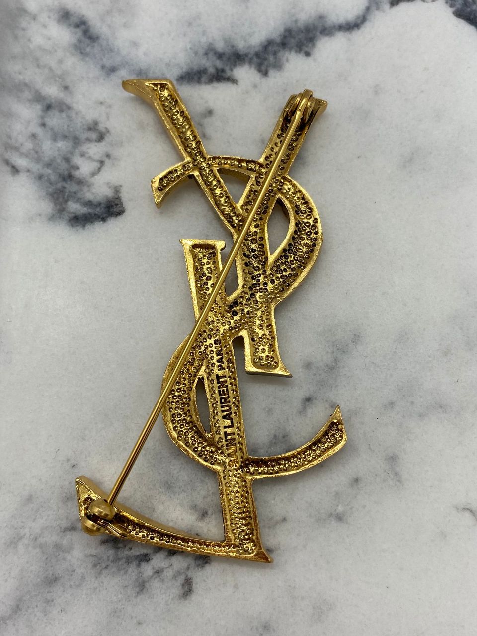 YSL Yves Saint Laurent Gold Tone Brooch Pin - USED