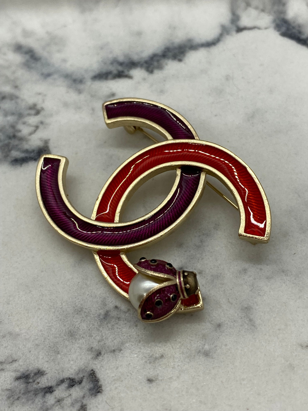 CHANEL CC Ladybug Brooch Pin - Pre owned