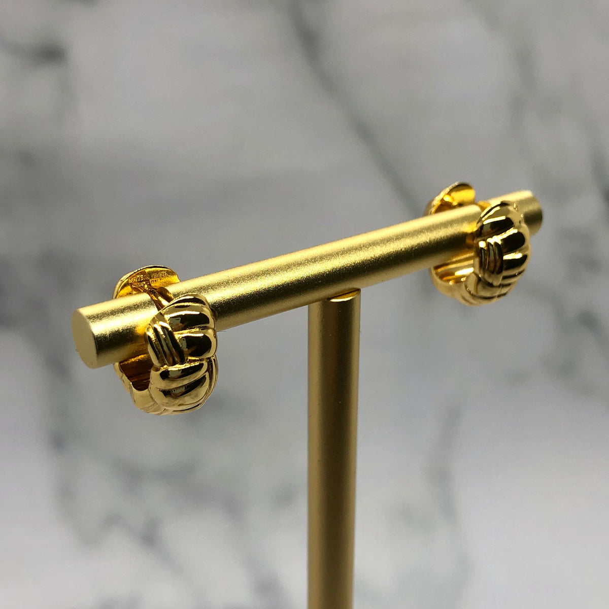 BOTTEGA VENETA Gold Tone Huggie Hoop Earrings - Pre owned