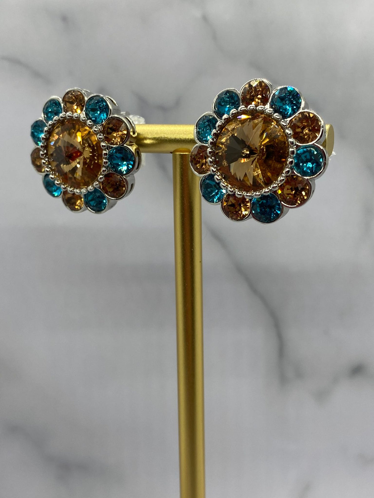 MIU MIU Rhinestone Flower Clip On Earrings - Pre owned