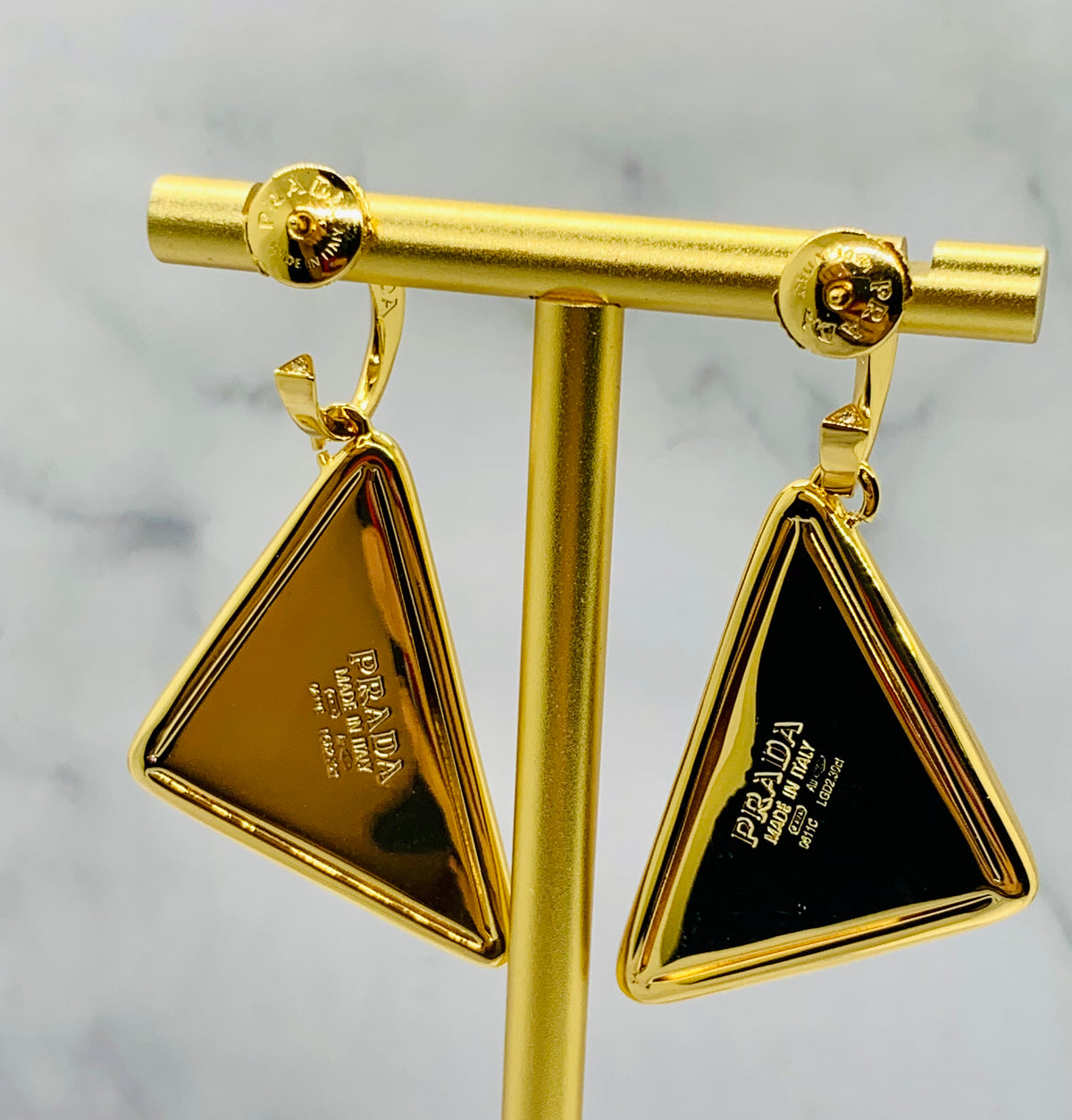PRADA Triangle Rhinestone Earrings - Pre owned