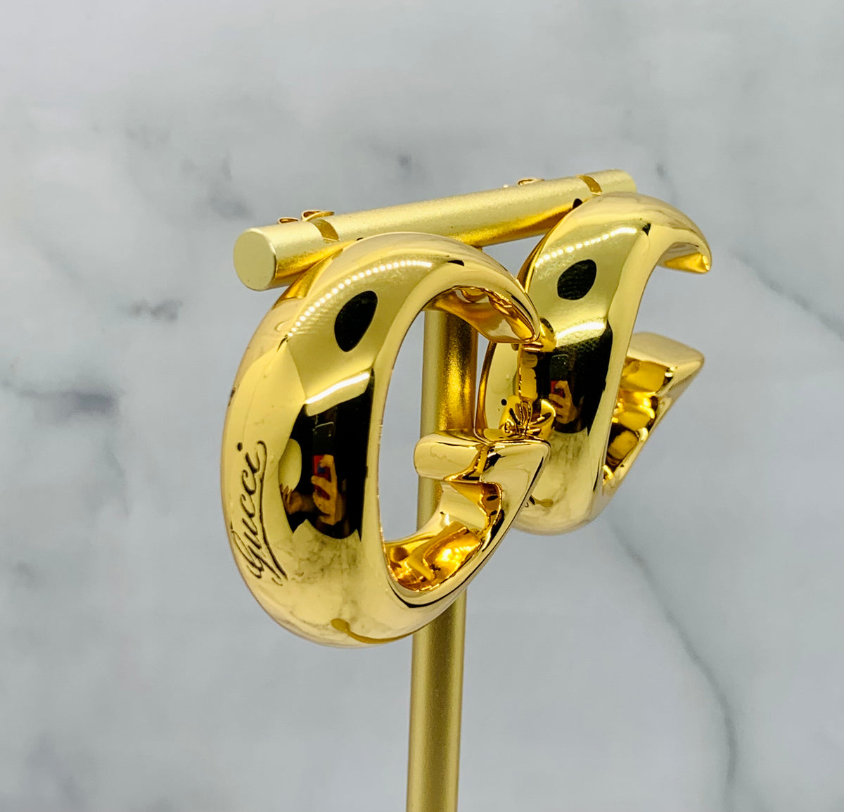 GUCCI GG Gold Tone Earrings - Pre owned