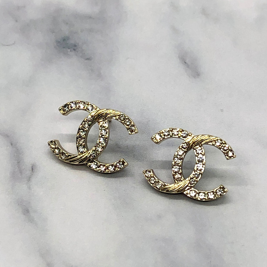 CHANEL CC Rhinestone Earrings - Pre owned