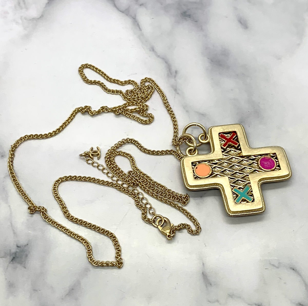 CHANEL CC 2017 Cross Pendant Statement Necklace - USED