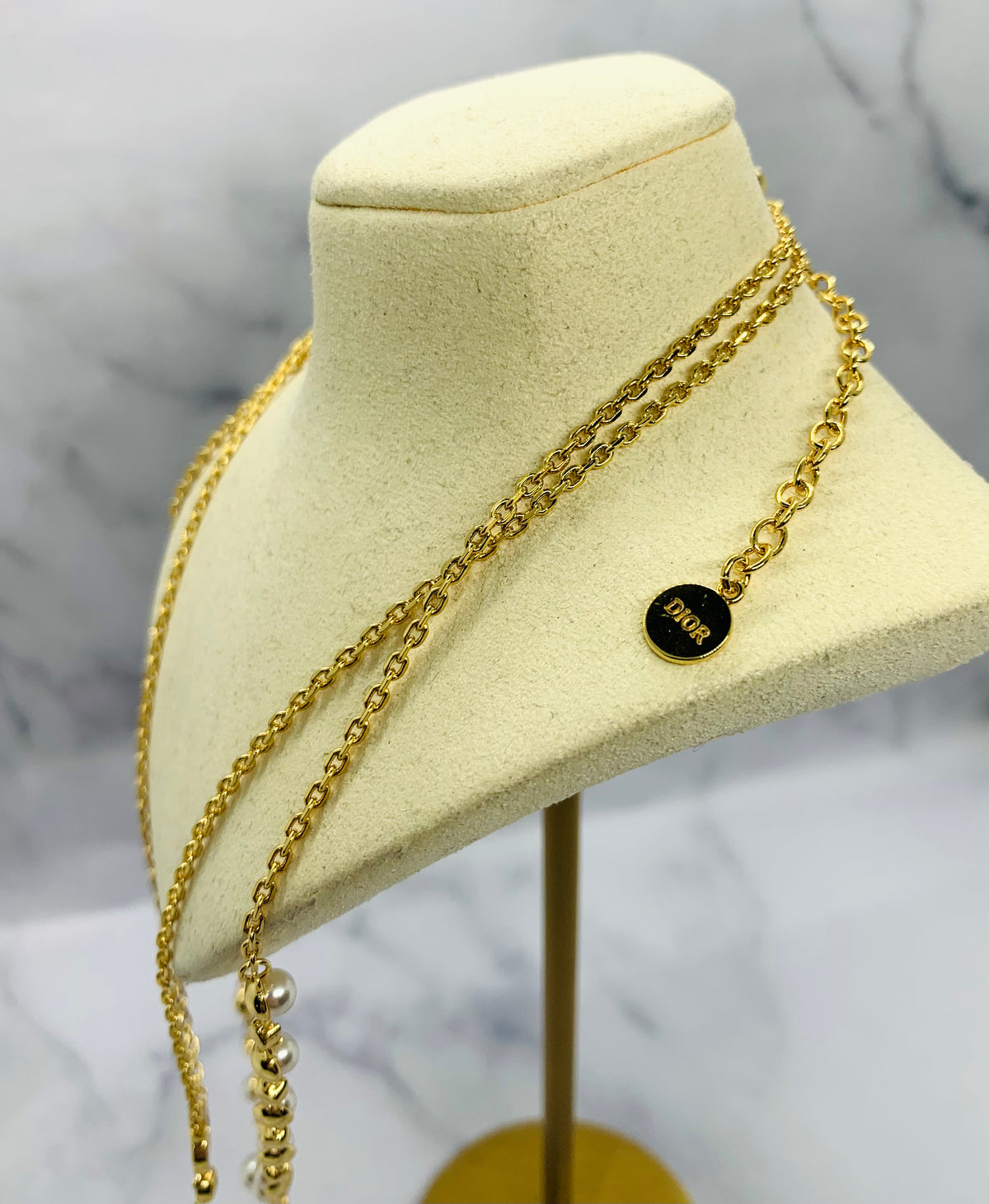 CHRISTIAN DIOR CD Double Strand Pearl Necklace - Pre owned