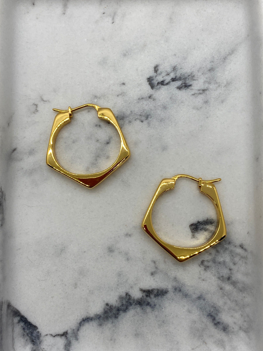 CELINE Gold Tone Hoop Earrings - Pre owned