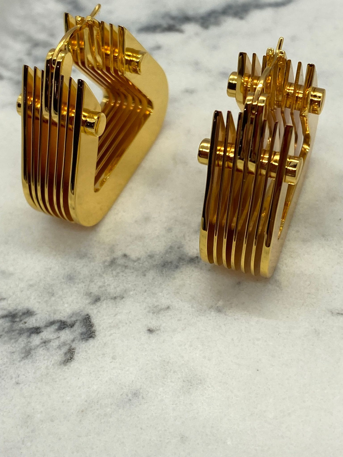 BOTTEGA VENETA Gold Tone Bolt Earrings - Pre owned