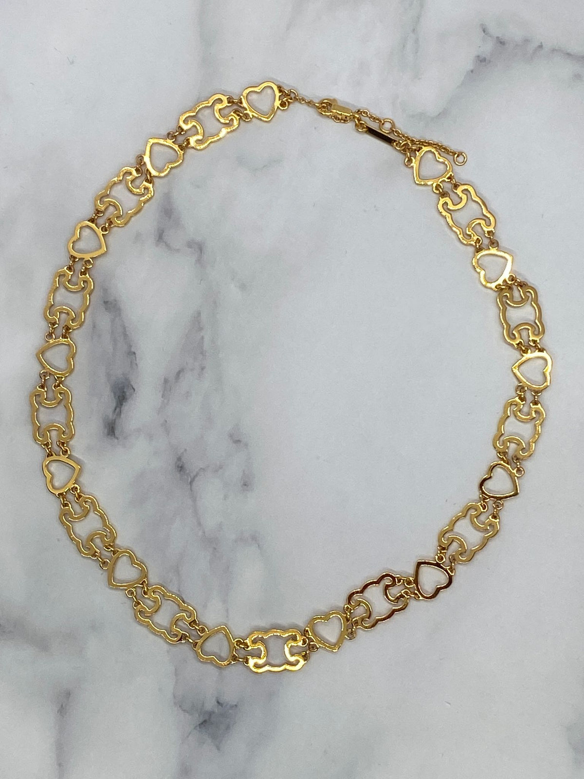 CELINE Gold Tone Hollow Heart Necklace - Pre owned