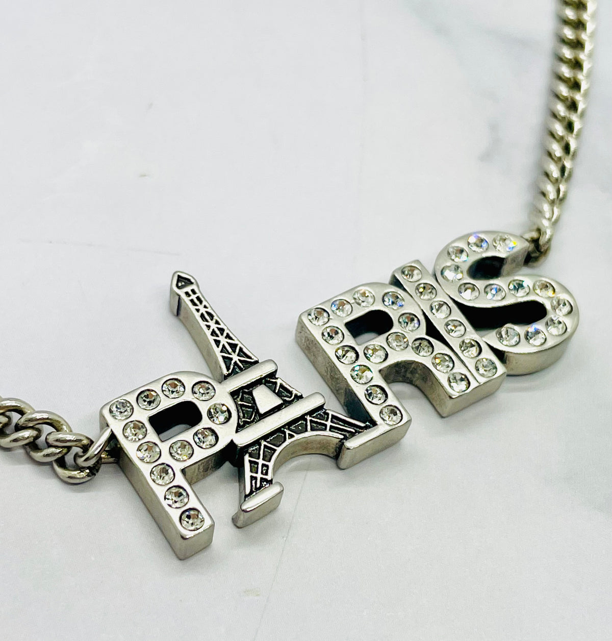 BALENCIAGA Paris Eiffel Tower Rhinestone Necklace - Pre owned
