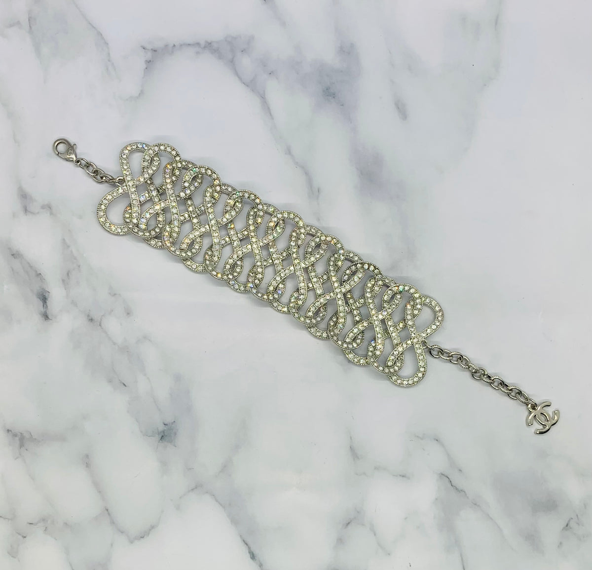 CHANEL CC 2015 Rhinestone Infinity Bracelet - USED