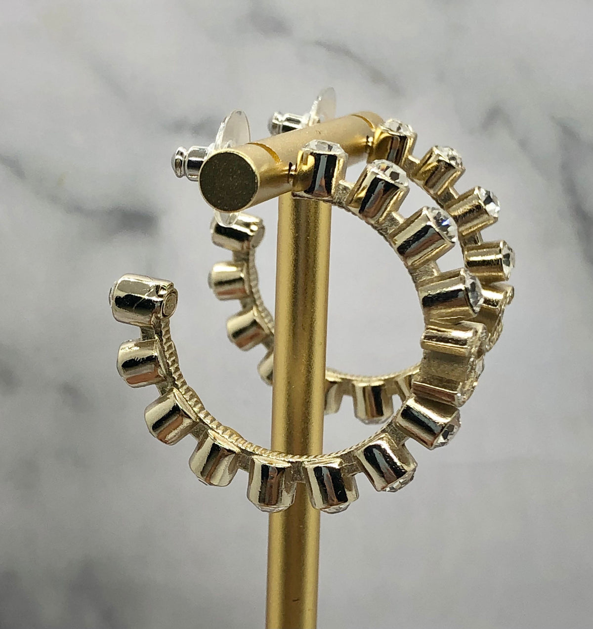 CHANEL CC Rhinestone Hoop Earrings - Pre owned