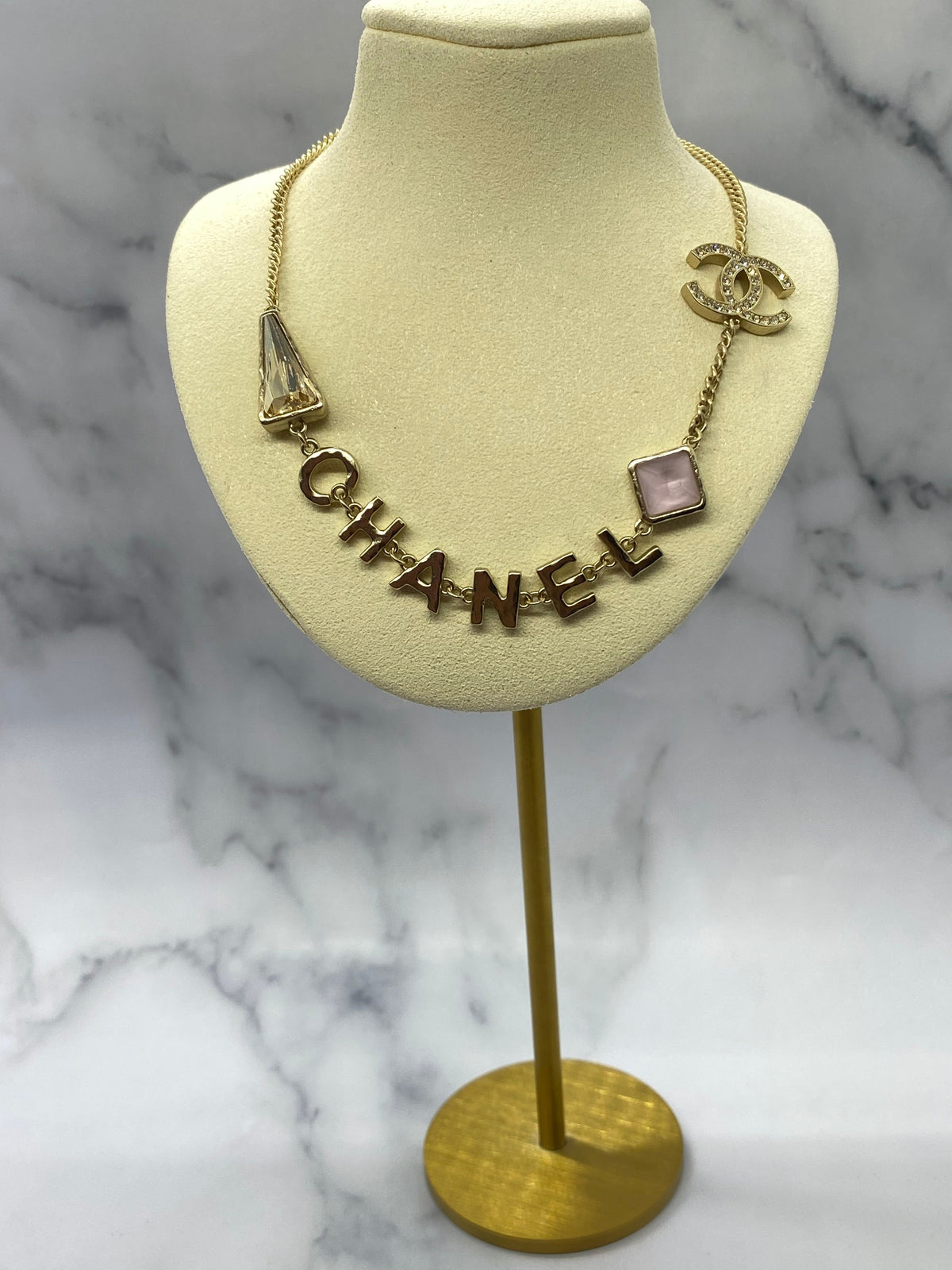 CHANEL CC Monogram Rhinestone Necklace - USED
