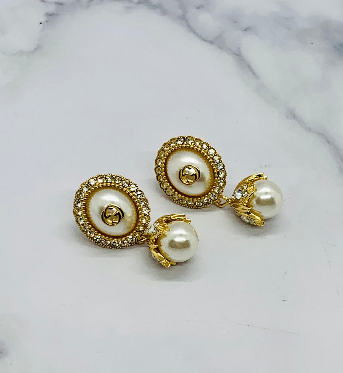GUCCI GG Pearl Pendant Earrings - Pre owned