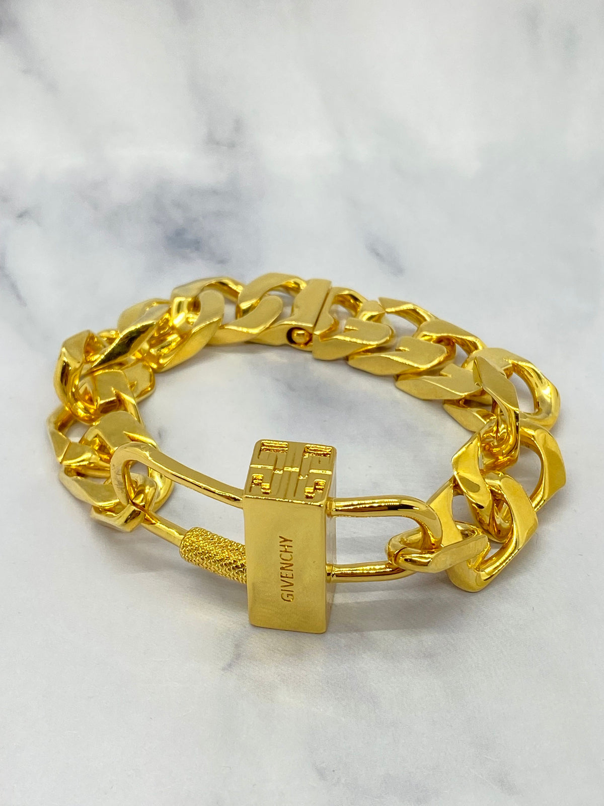 GIVENCHY Gold Tone Lock Bracelet - Pre owned