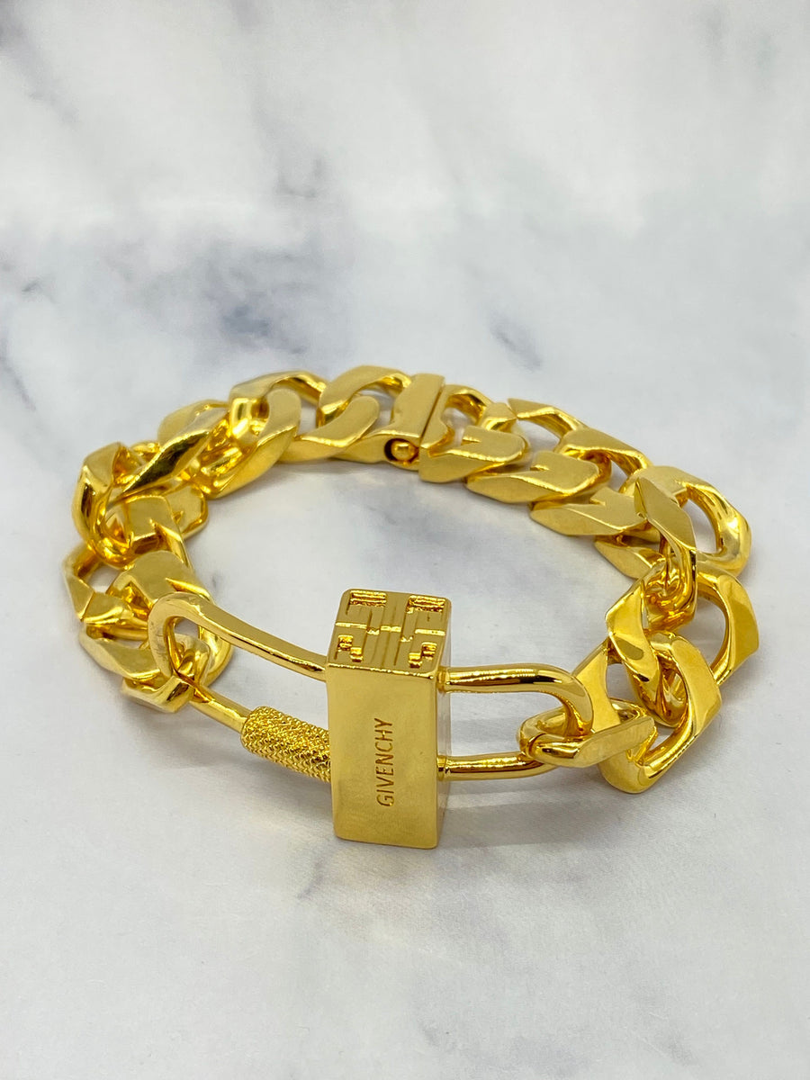 GIVENCHY Gold Tone Lock Bracelet - Pre owned