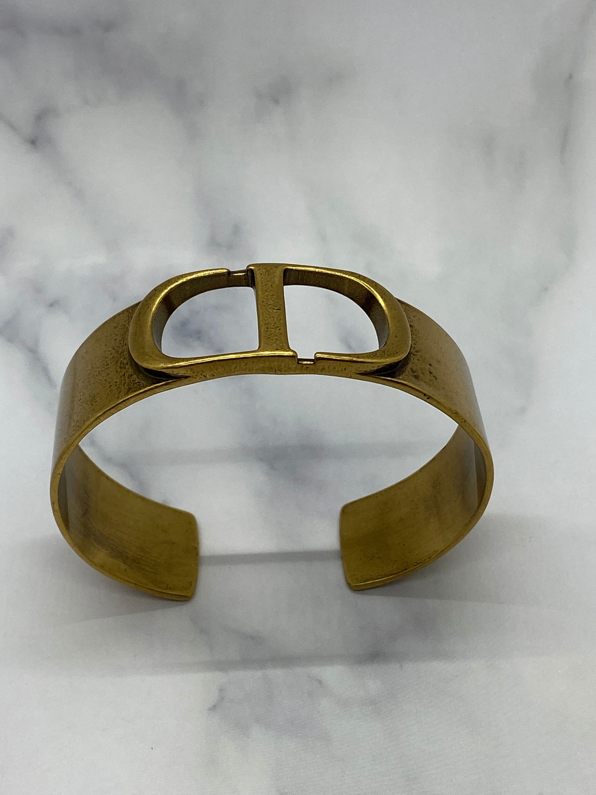 CHRISTIAN DIOR CD Brass Tone Cuff Bracelet - Pre owned