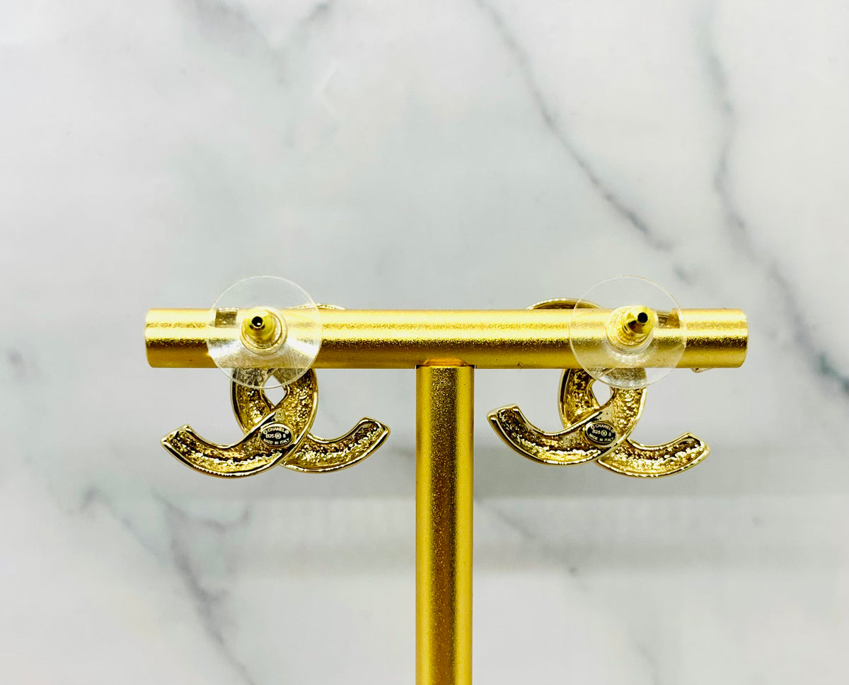 CHANEL CC Gold Tone Earrings - Pre owned
