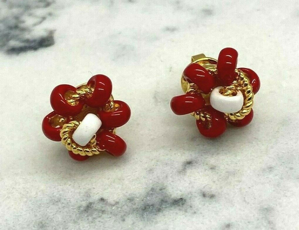 BOTTEGA VENETA Red Beaded Earrings - Pre owned