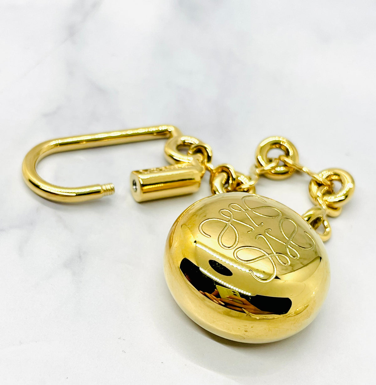 LOEWE Monogram Gold Tone Charm Key Chain - Pre owned