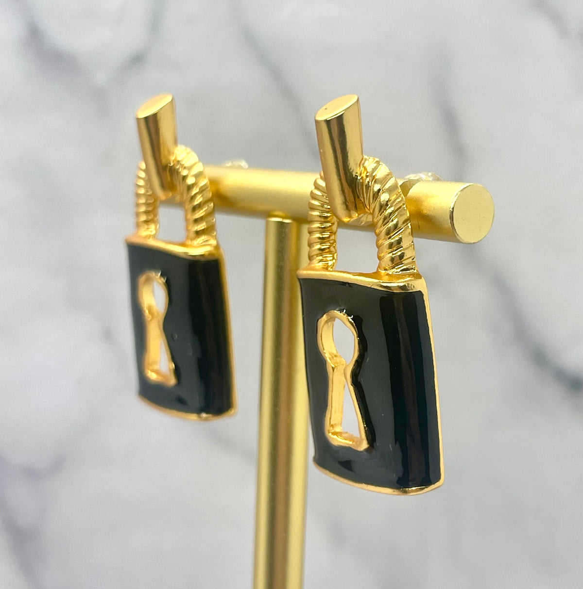 SCHIAPARELLI Vintage Enamel Lock Earrings - Pre owned