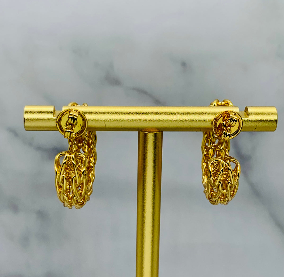 BOTTEGA VENETA Gold Tone Hoop Earrings - Pre owned