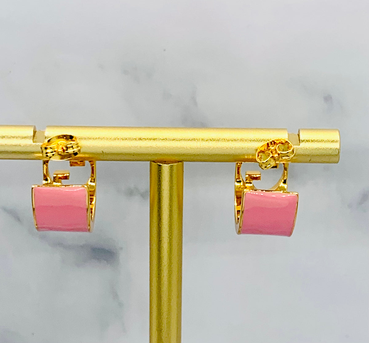 GUCCI GG Blondie Pink Enamel Hoop Earrings - Pre owned