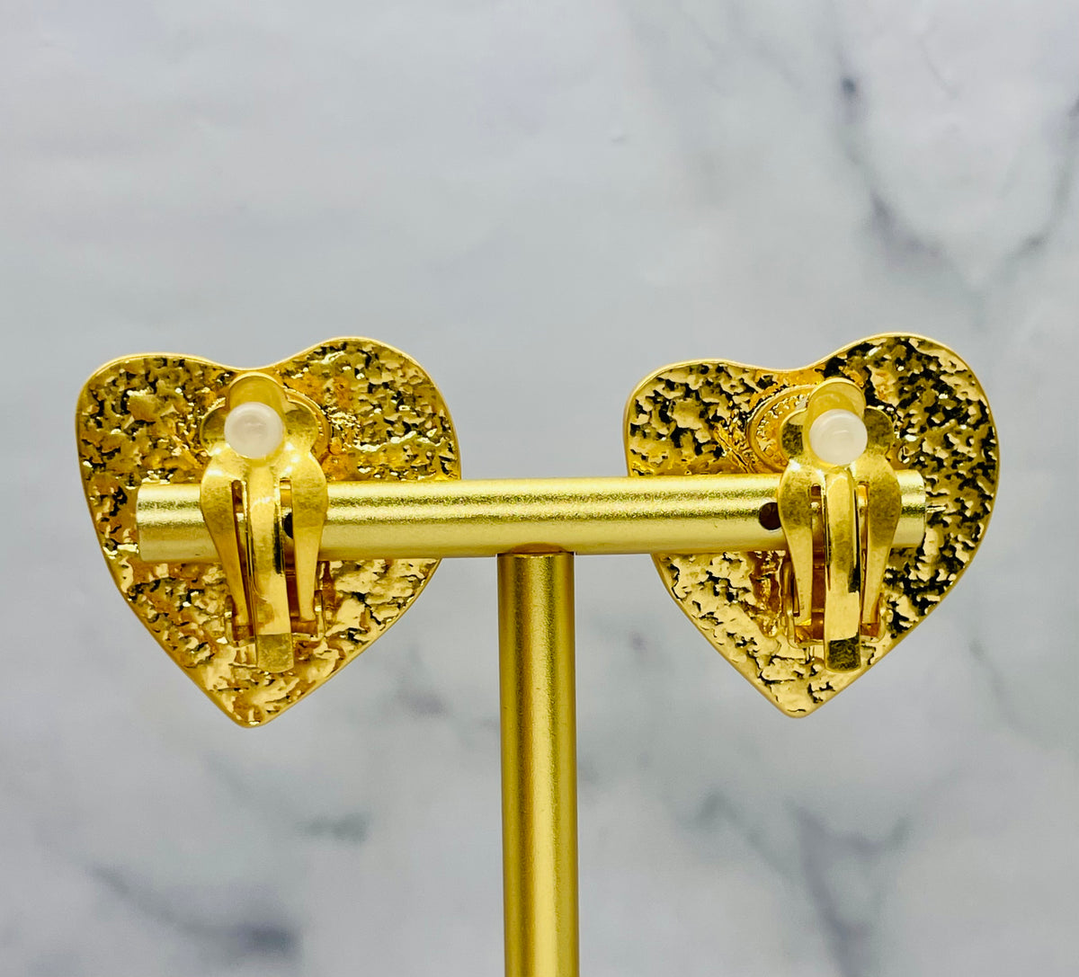 CHRISTIAN LACROIX Vintage Gold Tone Heart Earrings - Pre owned