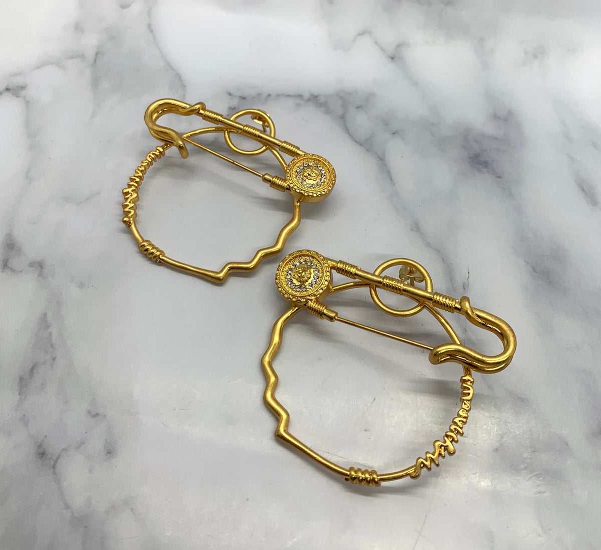 VERSACE Safety Pin Medusa Hoop Earrings - Pre owned