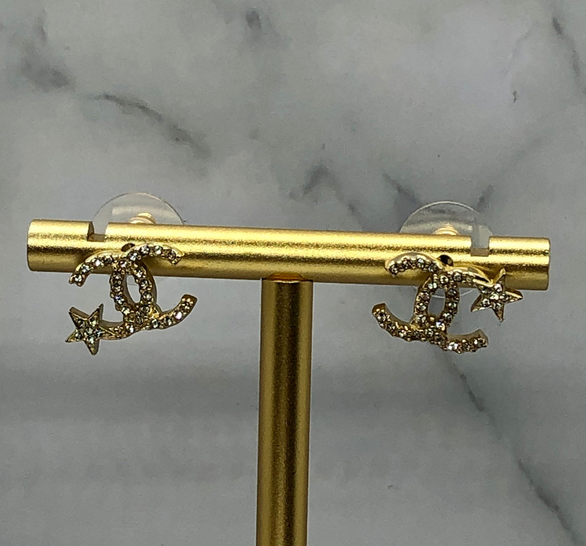 CHANEL CC Rhinestone Star Earrings - USED