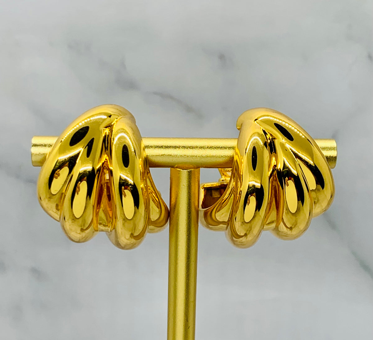 BALENCIAGA Gold Statement Clip On Earrings - Pre owned