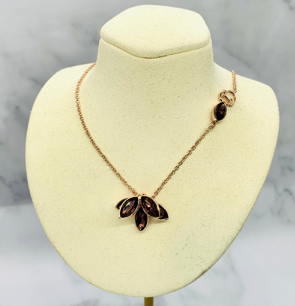 CHRISTIAN DIOR Rose Gold Rhinestone Necklace - Pre owned