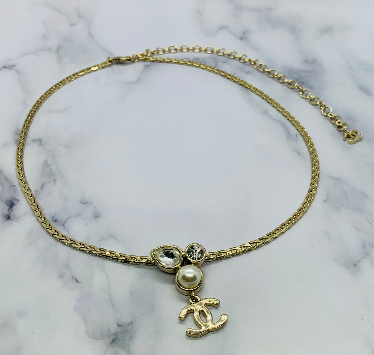 CHANEL CC Rhinestone Necklace - USED