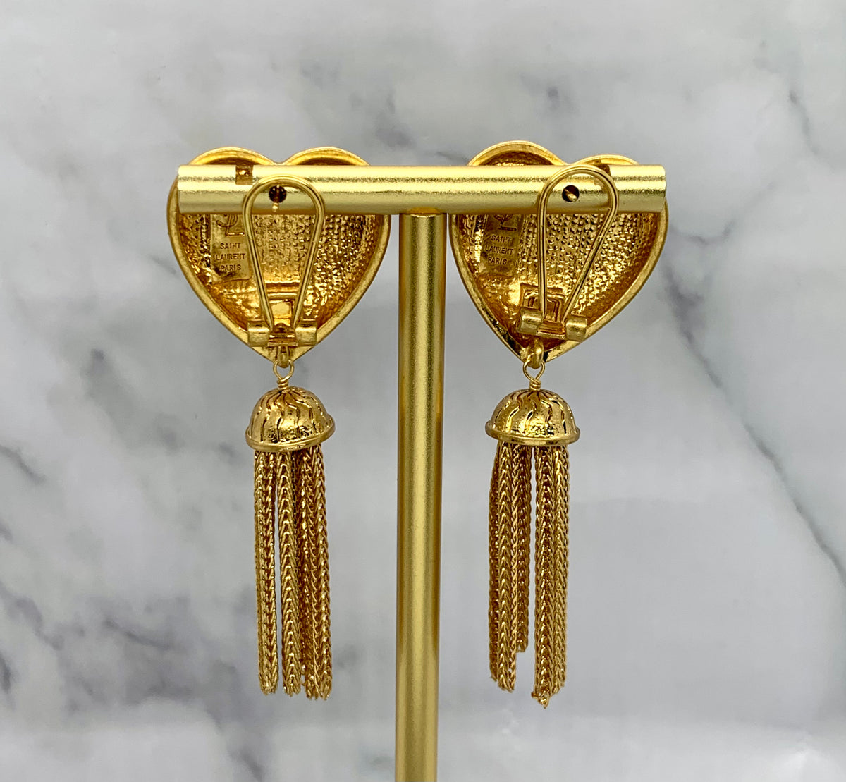 YSL YVES SAINT LAURENT Vintage Heart Tassel Earrings - Pre owned