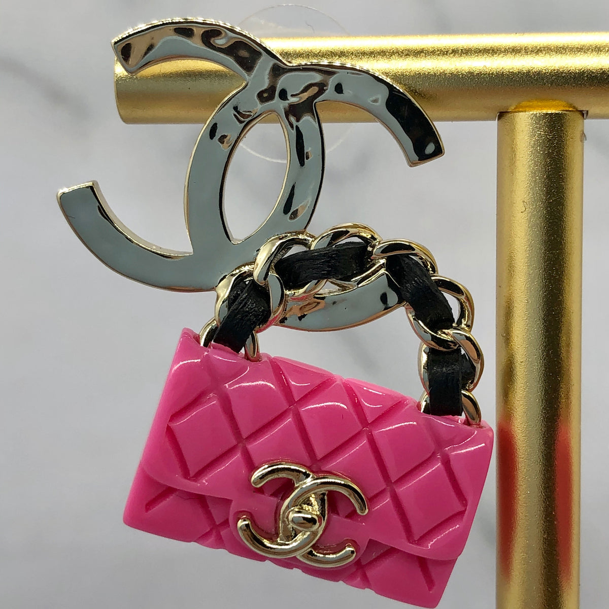 CHANEL CC Pink Handbag Earrings - Pre owned