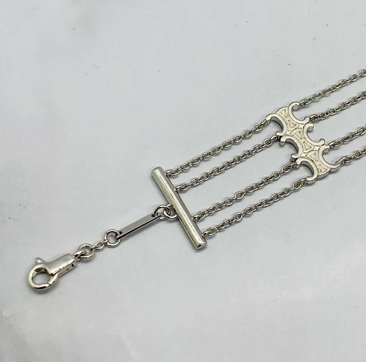 CELINE Monogram Silver Tone Bracelet - Pre owned