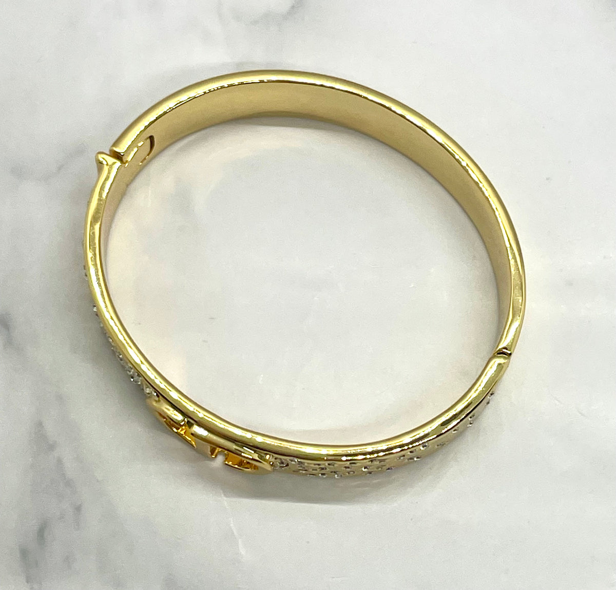 CHRISTIAN DIOR CD Rhinestone Cuff Bracelet - Pre owned
