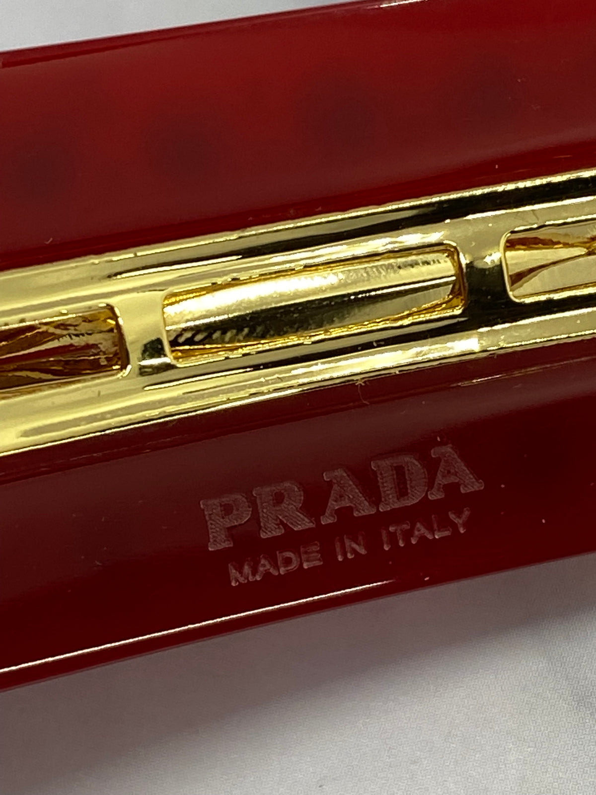 PRADA Ruby Rhinestone Acrylic Hair Clip Barrette - Pre owned