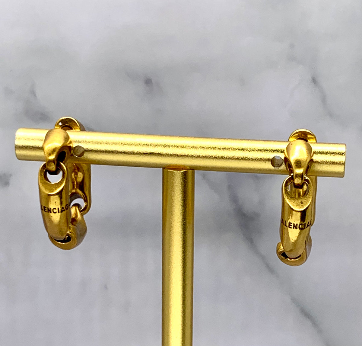 BALENCIAGA Brass Chain Hoop Earrings - Pre owned