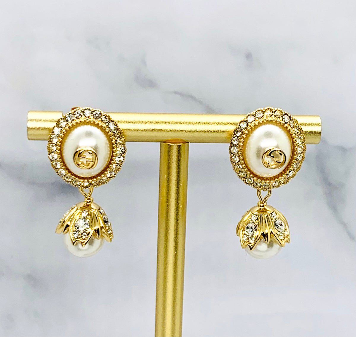 GUCCI GG Pearl Pendant Earrings - Pre owned