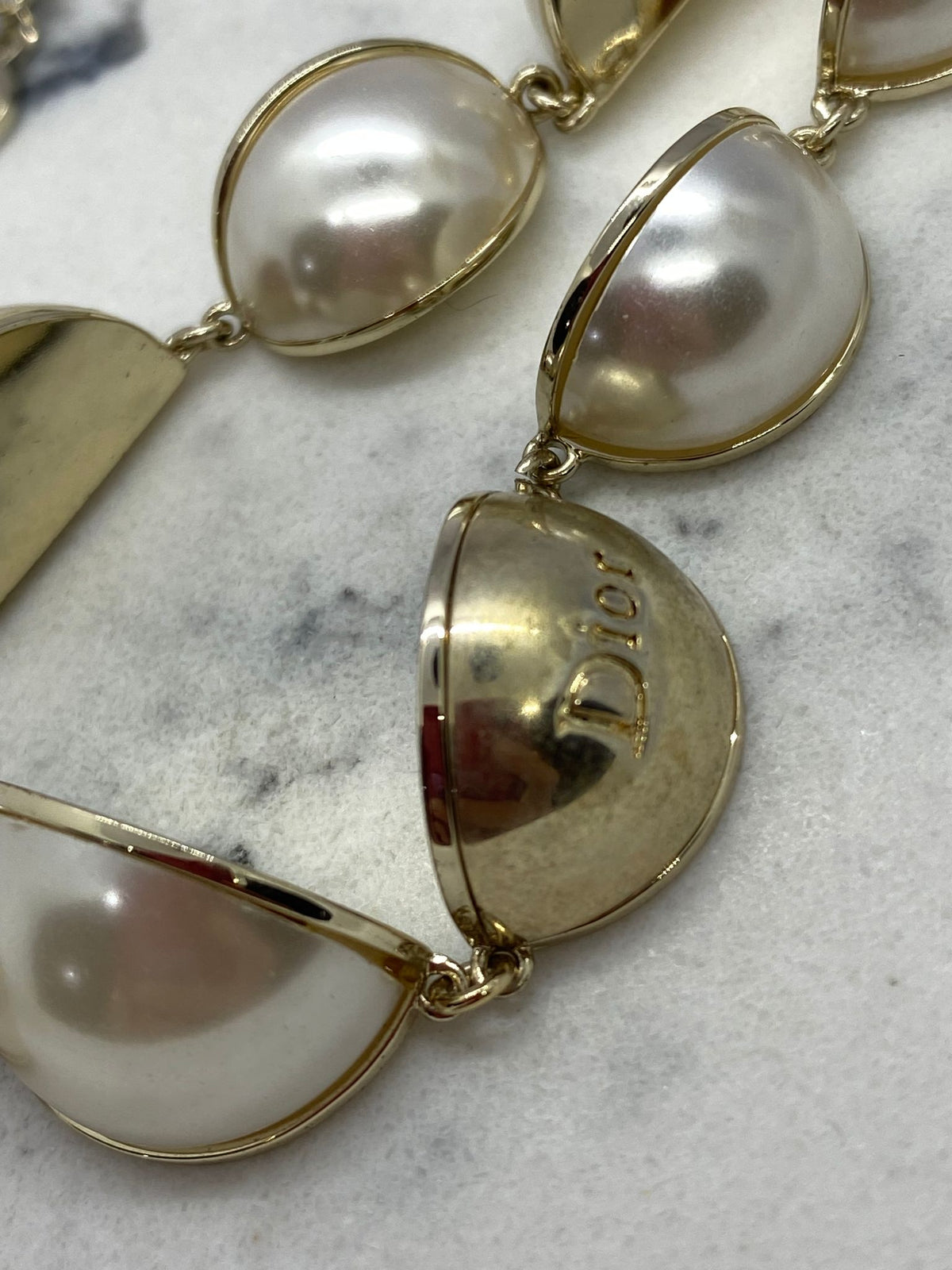 CHRISTIAN DIOR Geometric Pearl Statement Necklace - Pre owned