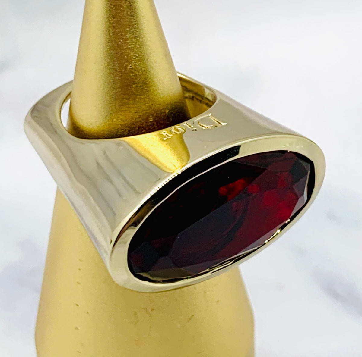 CHRISTIAN DIOR Cocktail Ruby Ring Size M 7 - Pre owned