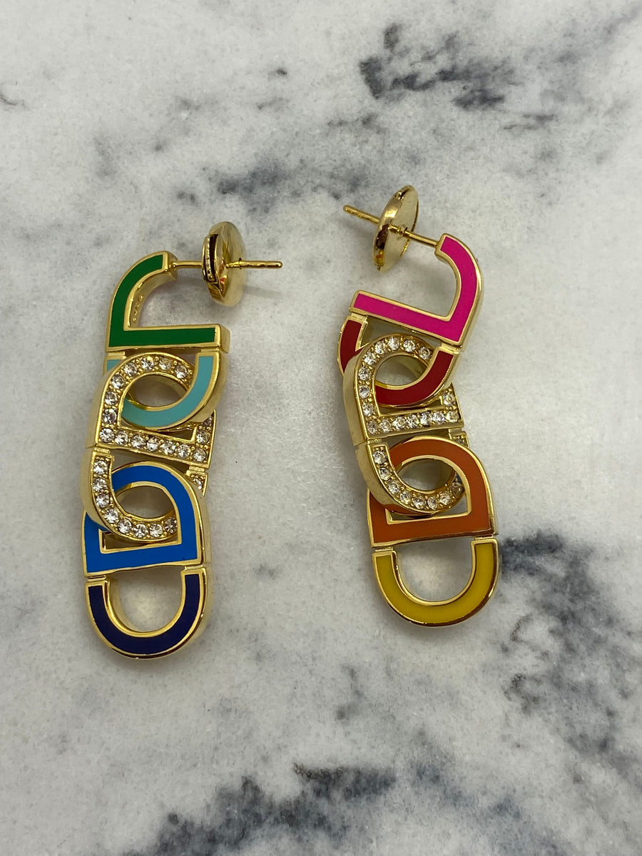 CHRISTIAN DIOR CD Multicolor Pendant Earrings - Pre owned