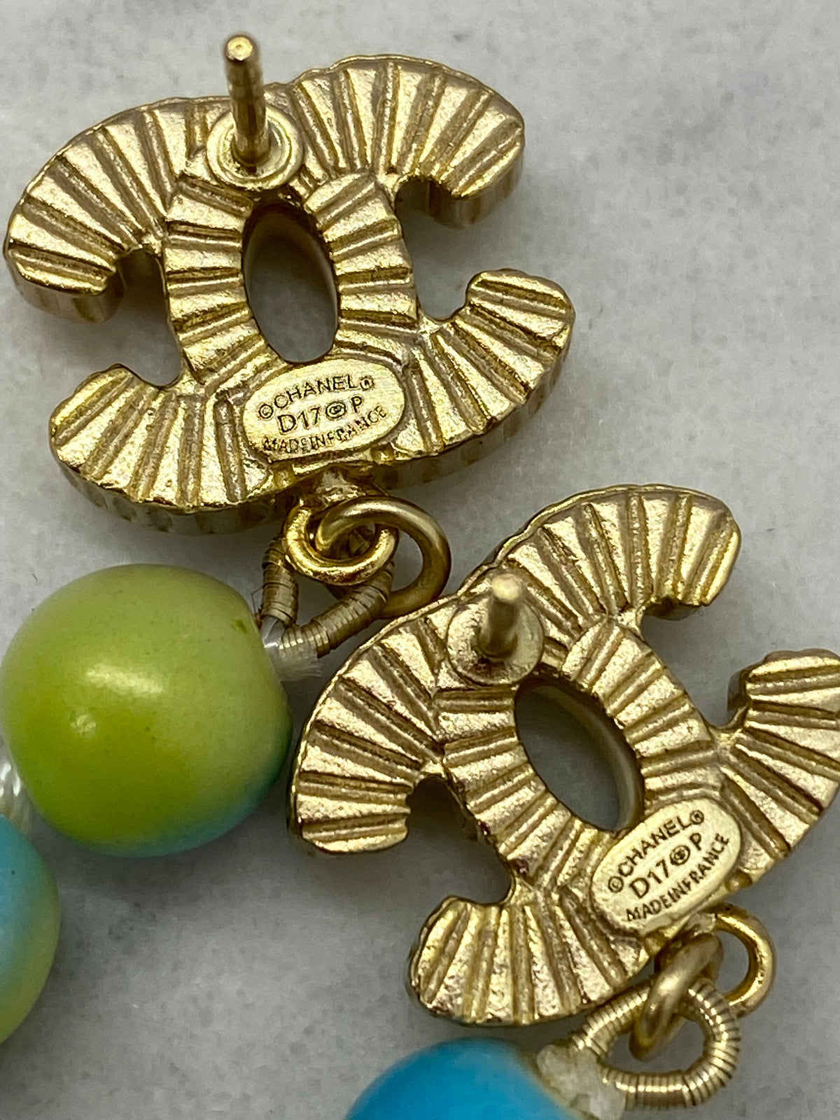 CHANEL CC Rainbow Pearl Pendant Earrings - USED