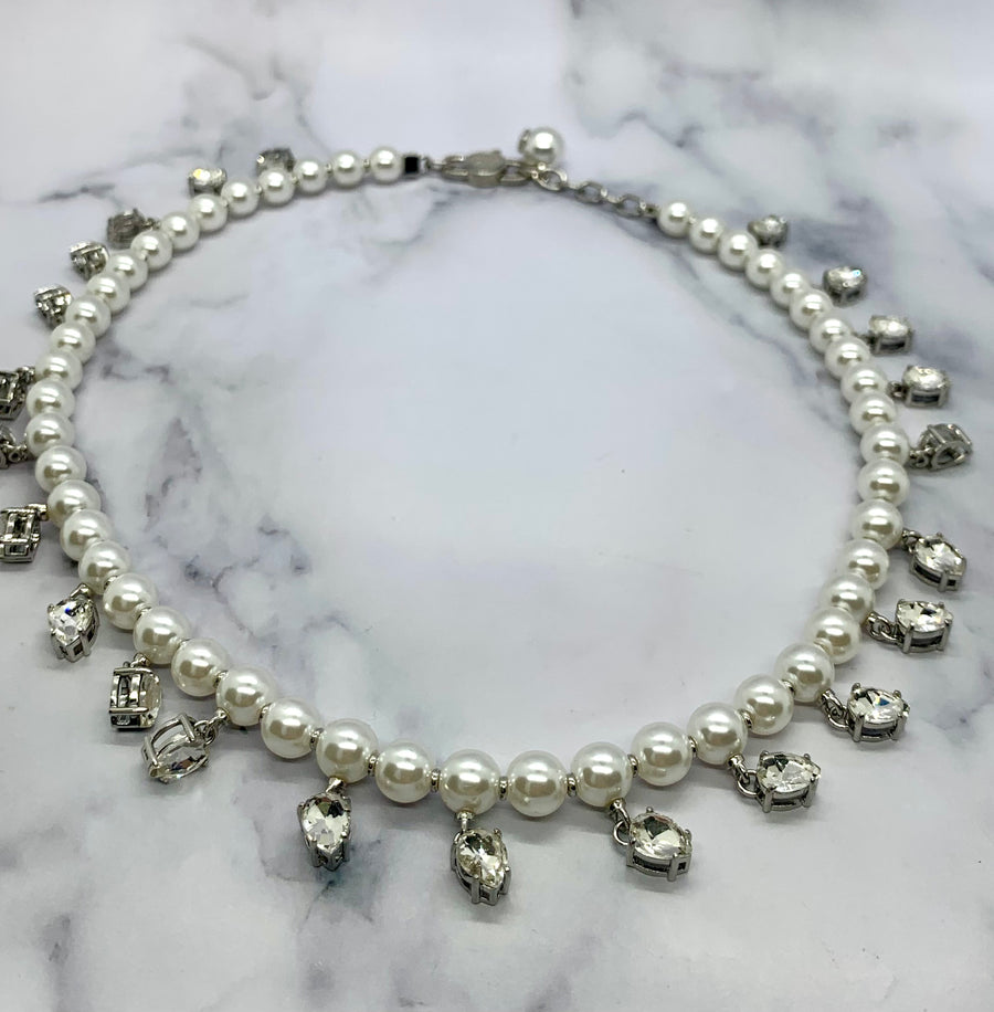 MIU MIU Pearl & Rhinestone Trim Necklace - Pre owned