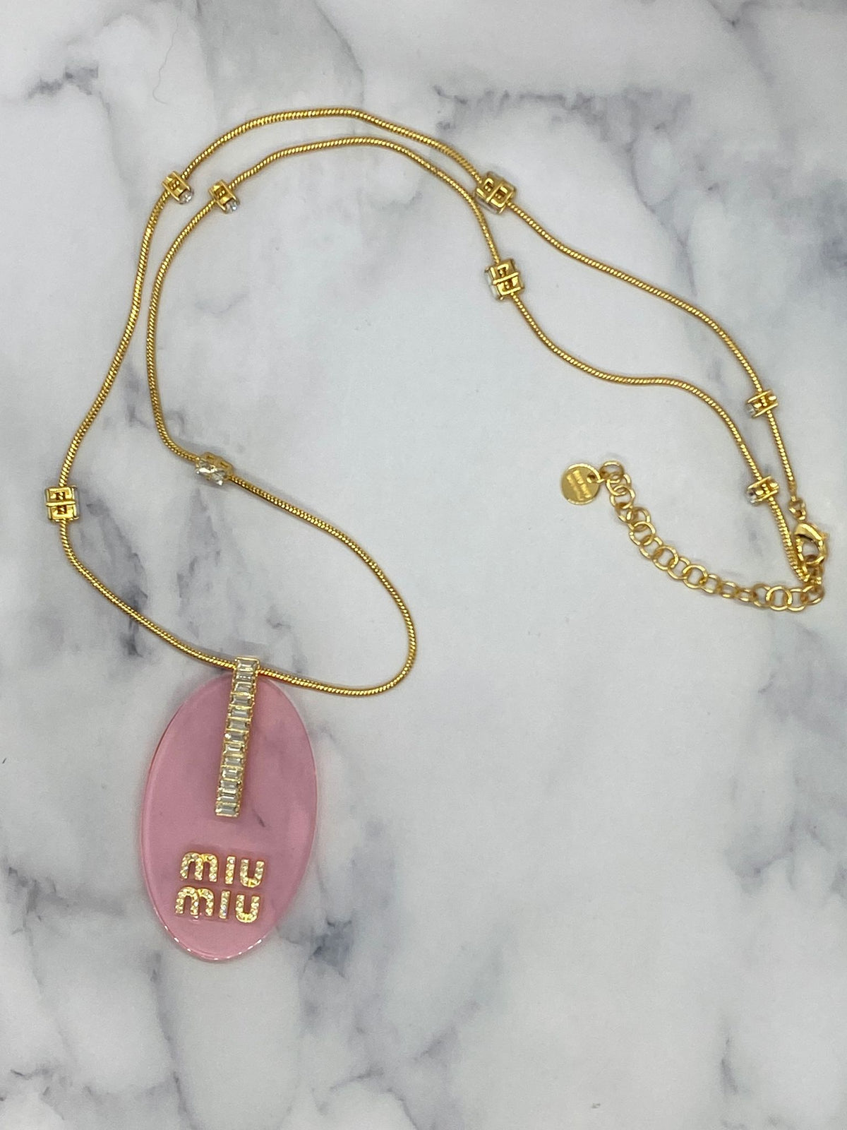 MIU MIU Pink Acrylic Rhinestone Necklace - Pre owned